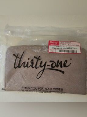 Thirty-One All About the Benjamins Wallet - Stone Distressed Pebble